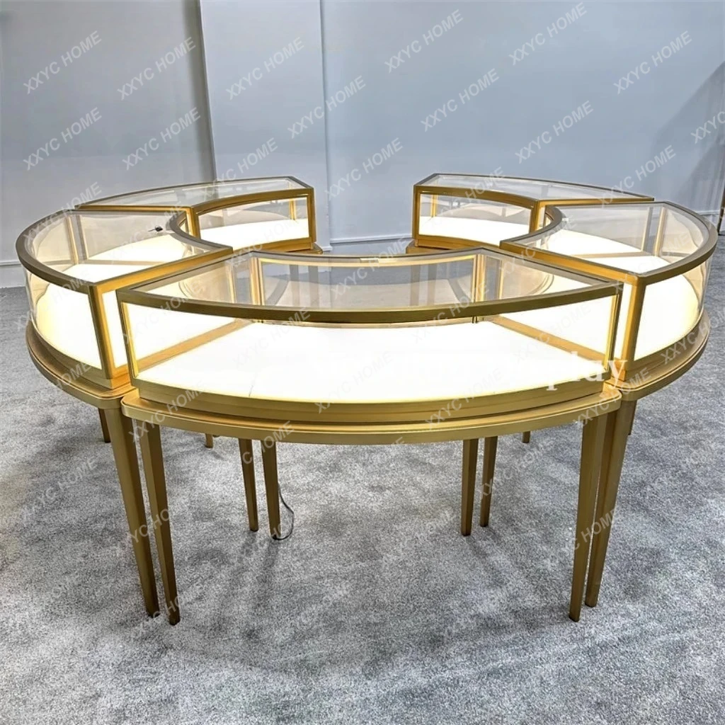 

LHigh-end fan-shaped jewelry display cabinet gold jewelry display cabinet special-shaped glass display cabinet