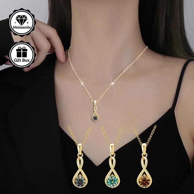

LAMVOICE /christmas gift jewelry for women high quality jewelry Hypoallergenic necklace 1 carat moissanite necklace for women