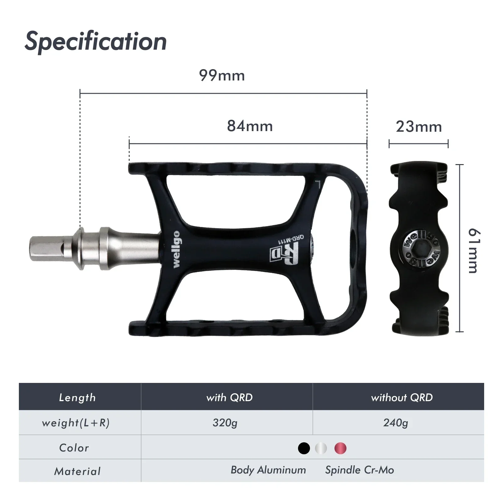 Wellgo Original Pedals Quick Release Device M111 QRD3 Ultralight