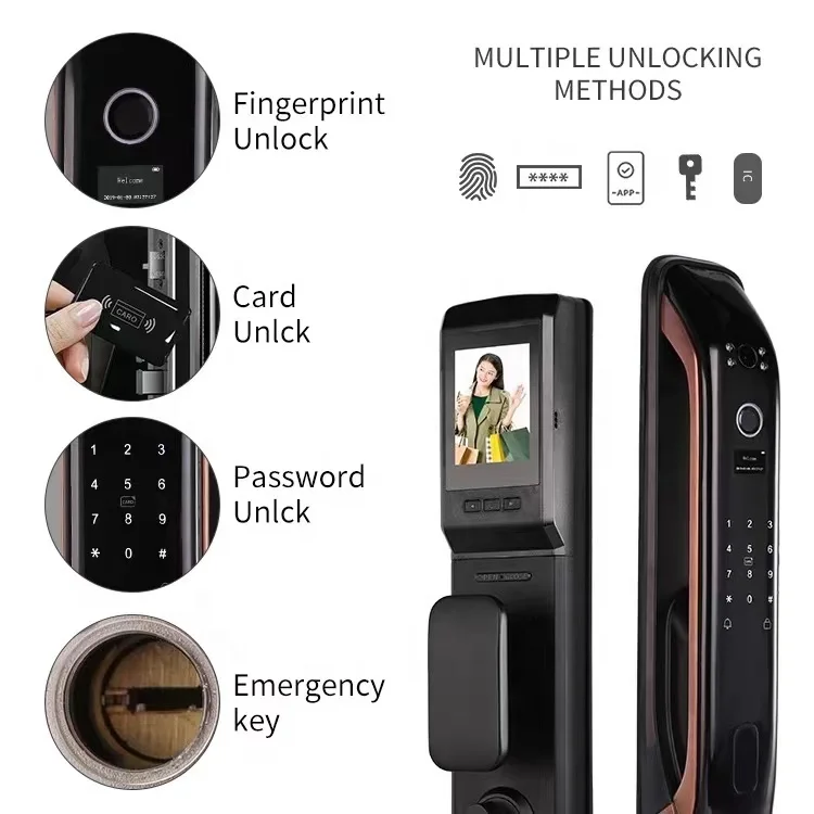 Smart Aluminum Alloy Door Lock with Built-in Tuya Application and Biometric Fingerprint Recognition,with Camera