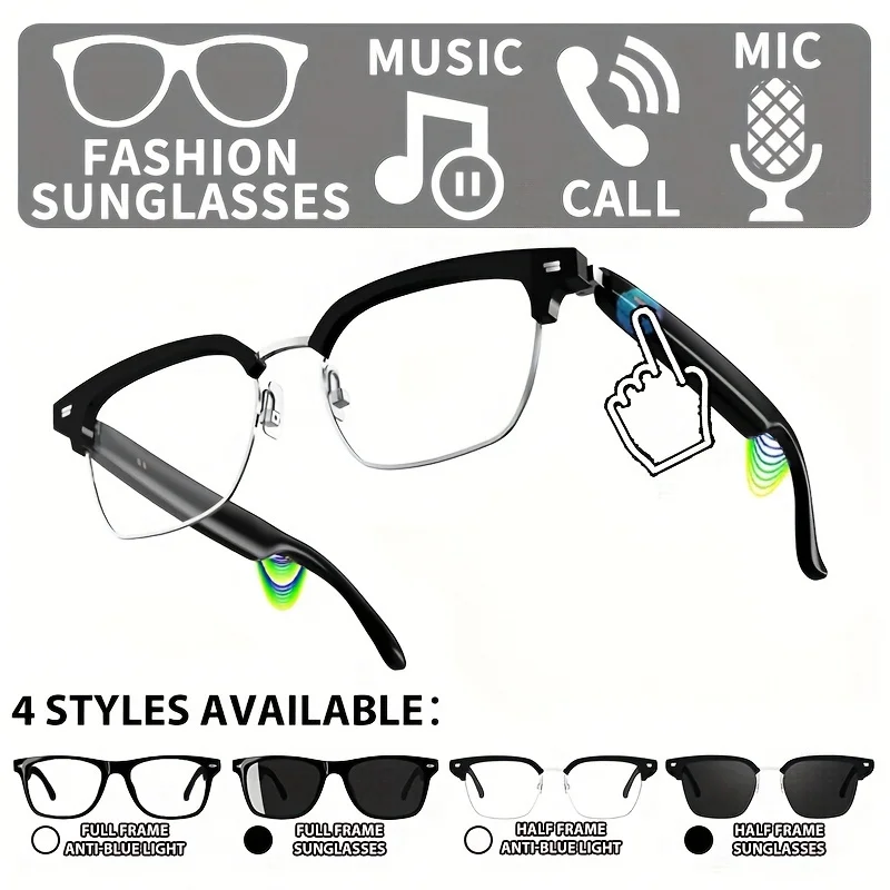 Senbono novos óculos inteligentes sem fio bluetooth ouvir música atender ao telefone masculino e feminino moda anti-luz azul glasse