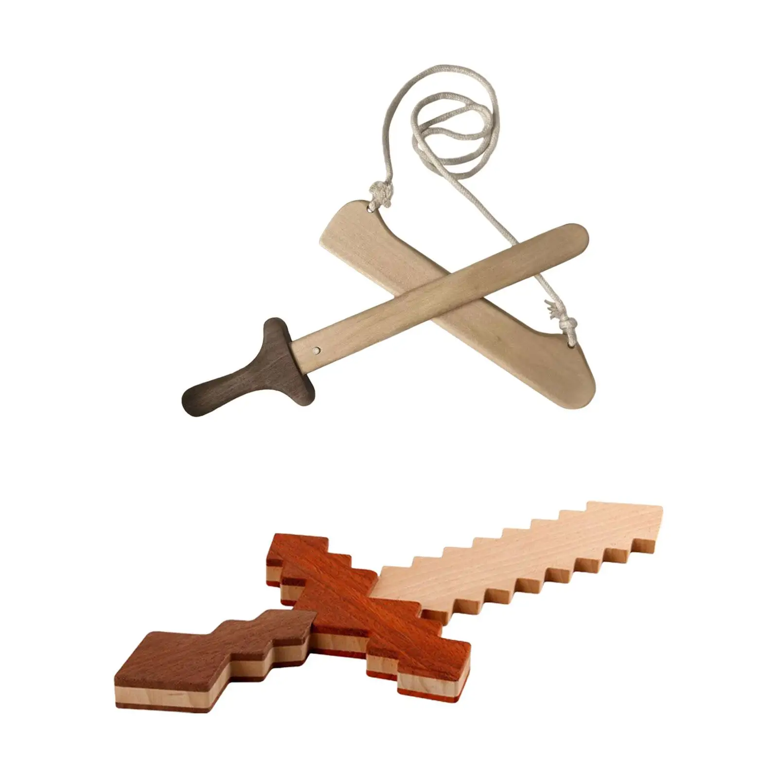 Holzschwert für drinnen und draußen, leicht, zum Spielen, handgefertigt, Ritterschwert, Spielzeugschwert für Jungen und Mädchen im Mittelalter