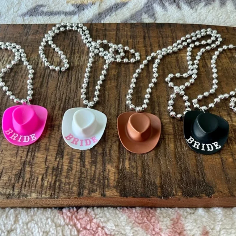 

Disco Cowgirl Cowboy Pink Hat Party Necklaces Bachelorette Birthday Hen Party Accesories Mardi Gras Beads Nash Bash Scottsdale