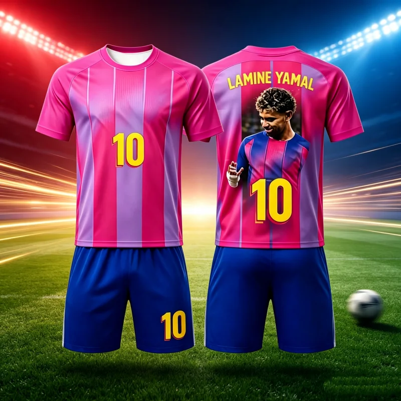 2026 Fashion New Yamal Football Jersey Sports Breathable Quick Drying Short Sleeve T-shirt and Shorts Set Soft Family Kids Tees
