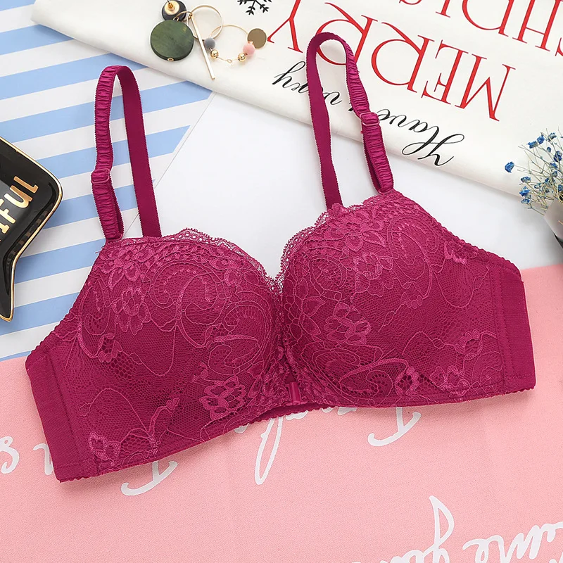 Lace Panties Underwear Push Up Bra Wire Free Lingerie For Women\'s Underwear Front Closed Brassiere Wireless Plus Size Bra