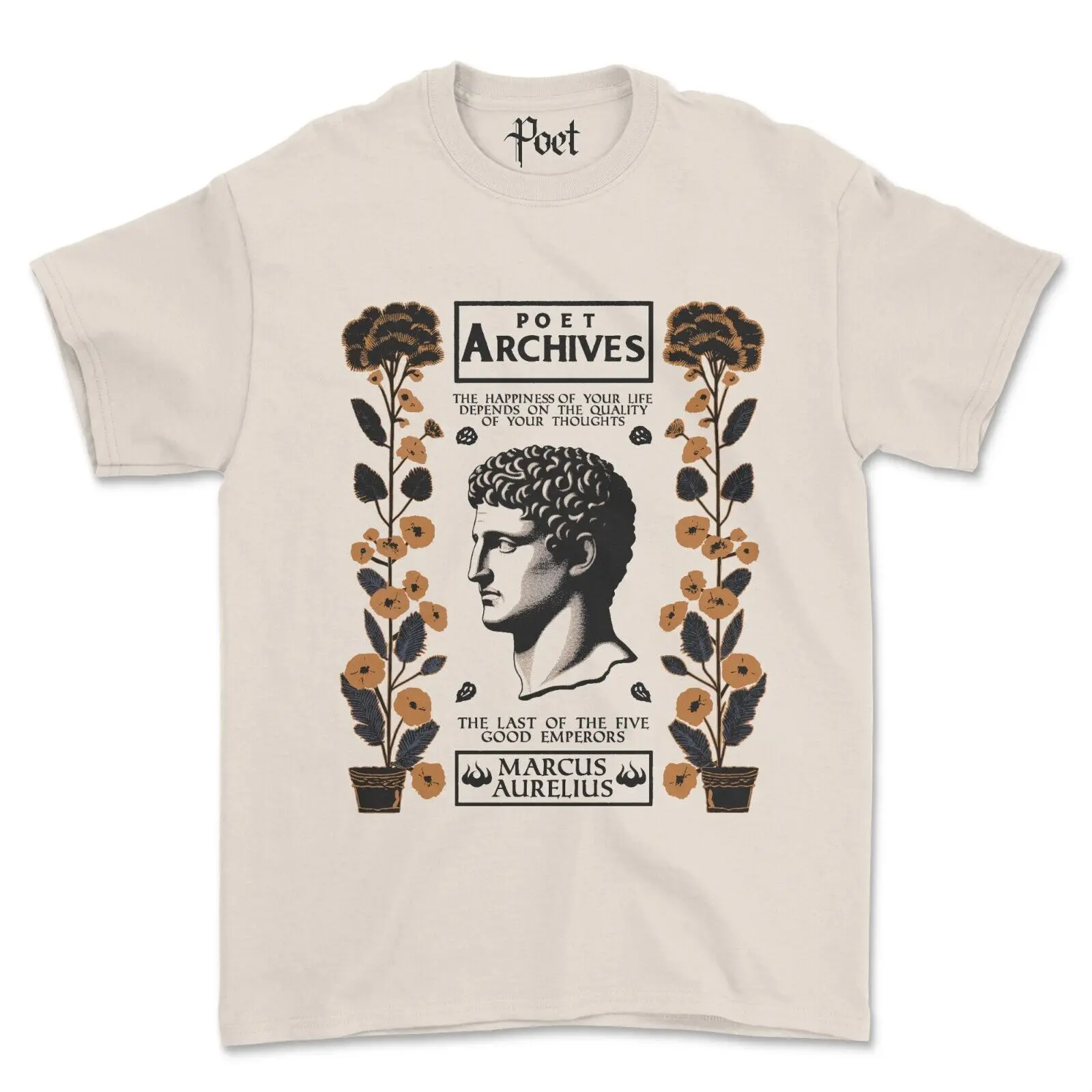 Marcus Aurelius T-Shirt from Poet Archives Roman Emperor Philosopher Graphic tee