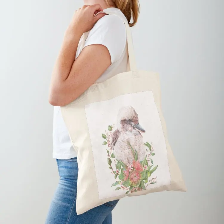 

Australian Kookaburra || Floral Bird Tote Bag Women's beach bags canvas tote bag reusable grocery bags Women's bags