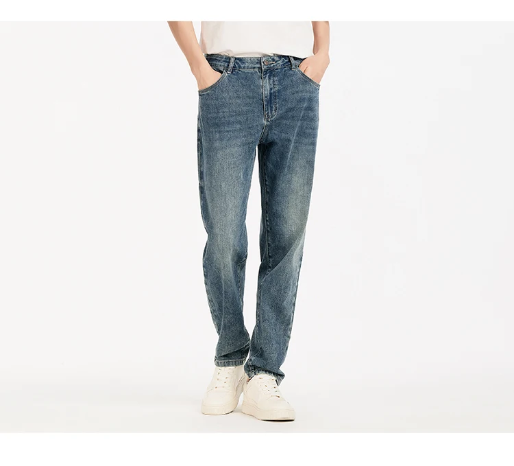 Semir Men Jeans Vintage Washed Elastic Cotton Soft Slim Leg Versatile Fashion 2026 Casual Daily Street Wear