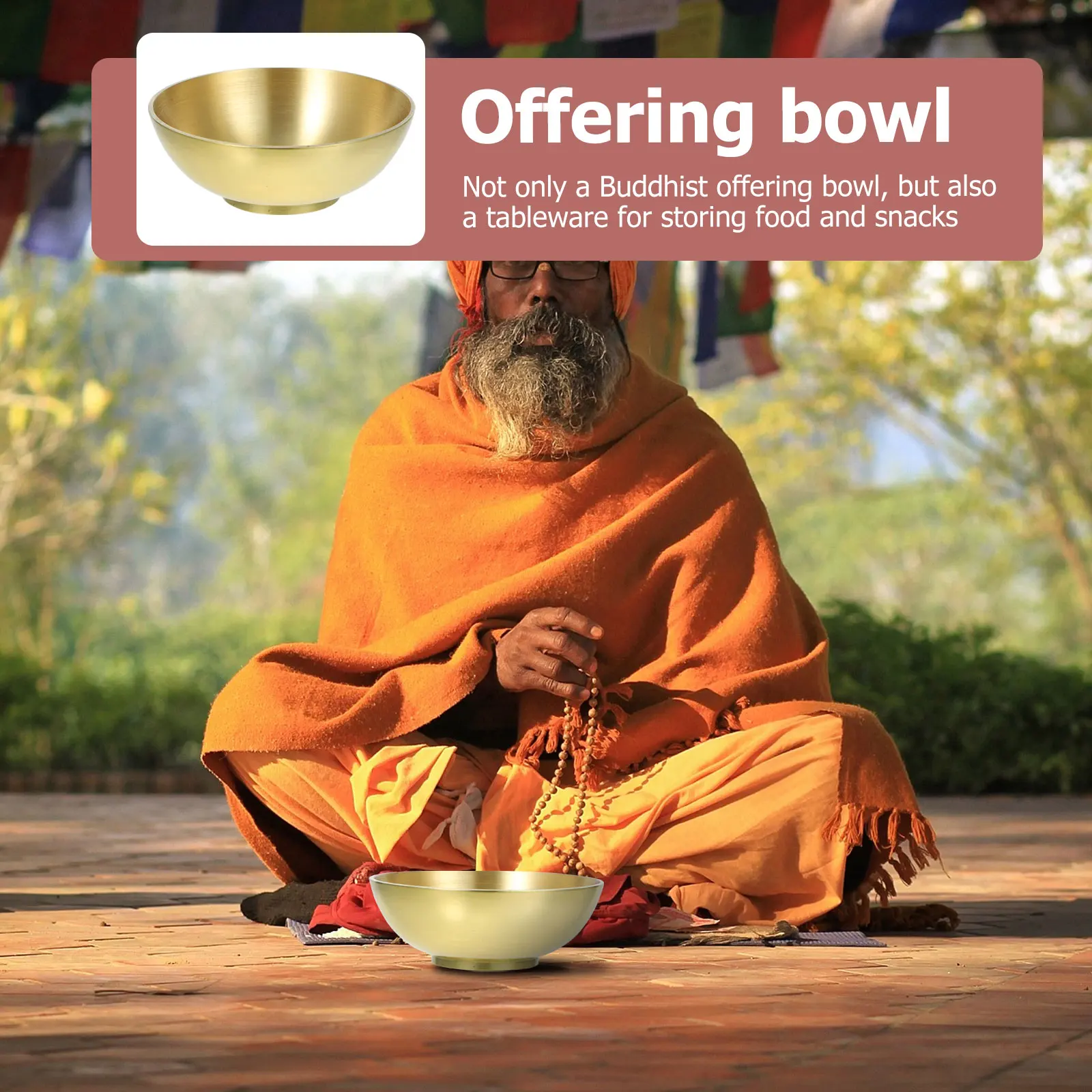 

Brass Bowl Copper Water Offering Buddha Holy Sacrifice Supplies Smooth Inner Bowl Sturdy Kitchen Tableware Storage