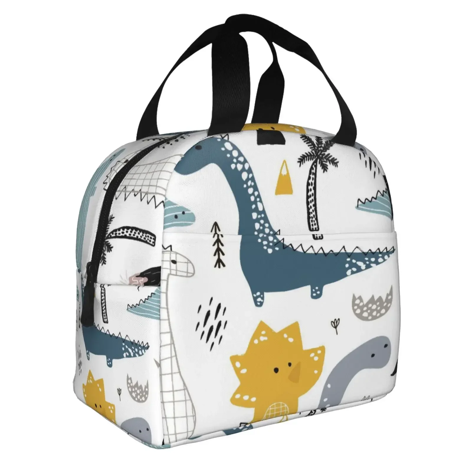 Interesting Dinosaur Adventure Lunch Bags Insulated Bento Box Lunch Tote Leakproof Picnic Bags Thermal Bag for Woman Girl School