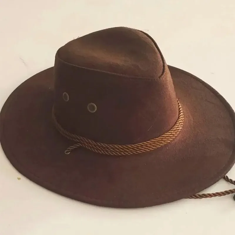 Retro Western Cowboy Hat Mens Wide Brimmed Velvet Western Rope Rider Cowboy Cowgirl Hats for Unisex Adult Costume Party Hat