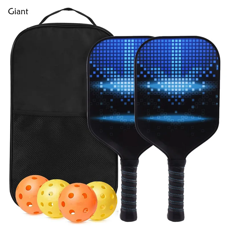 Carbon Fiber Set 2 Rackets 4 Balls 1 Pack Carbon Fiber Aramid Pickleball Paddles PP Honeycomb UV Printed Racket Set