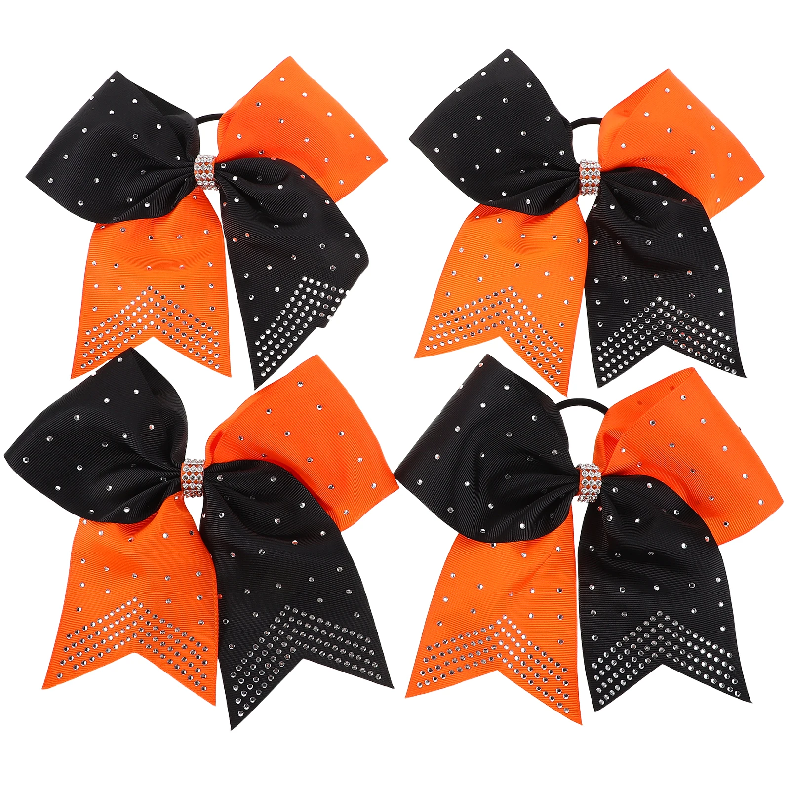 

4Pcs Orange Rhinestone Bow Accessories for Girls Women Cheerleader Bows Holiday Hair Bows Comfortable Durable Fashion Design