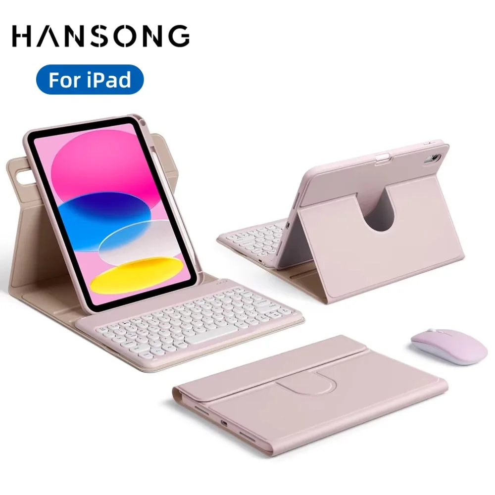 For iPad A16 11th/10th Generation Case with Keyboard Folio Cover Detachable Keyboard for iPad Air 11 M2 M3 M4 with Pencil Holder