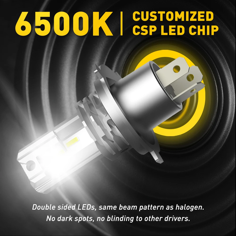 AUXITO 1/2X H4 9003 LED مصباح أضاءه أمامي CSP بدون مروحة مع Canbus عالية ومنخفضة شعاع لأودي هوندا H4 LED كشافات لسيارة دراجة نارية