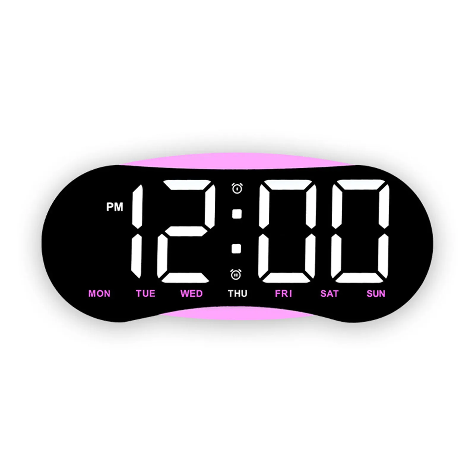 LED Clock with Wood Grain Design Full Screen Display Time Day Date Temperature Alarm Adjustable Brightness ABS Material