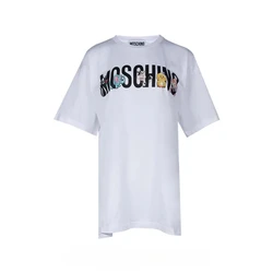 Casual Moschino Classic Printed Letter Logo Cotton Short-sleeved T-shirt Women's Short-sleeved Summer New Trendy Brand