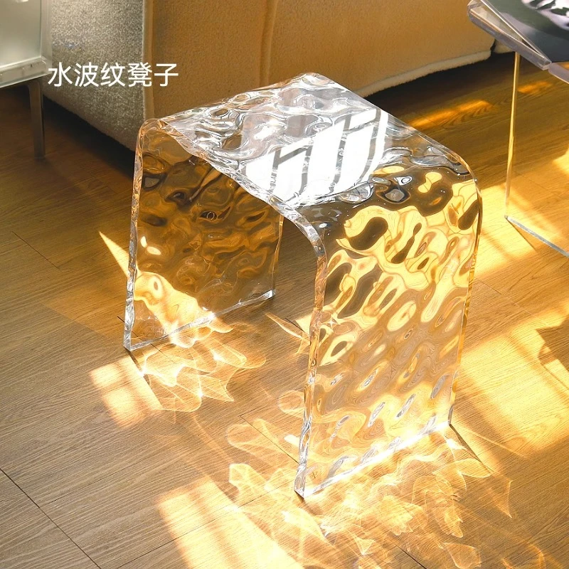 

Water ripple small stool low household dressing transparent bathroom bath waterproof shoe change small bench