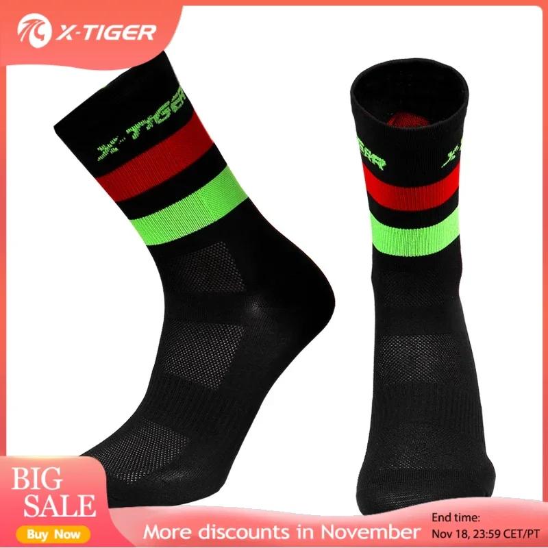 X-TIGER Cycling Socks Men Women Breathable Bicycle Socks Outdoor Racing Bike Compression Sport Socks Unisex MTB Bicycle Socks