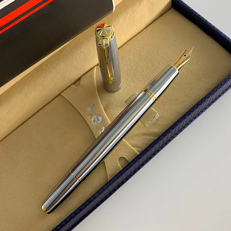 Imagem -05 - Wingsung-caneta-tinteiro 601a Feita de Ouro 14k Nib f 0.38 0.5 mm para Escritório Assinatura do Estudante Prática de Escrita Aço Inoxidável