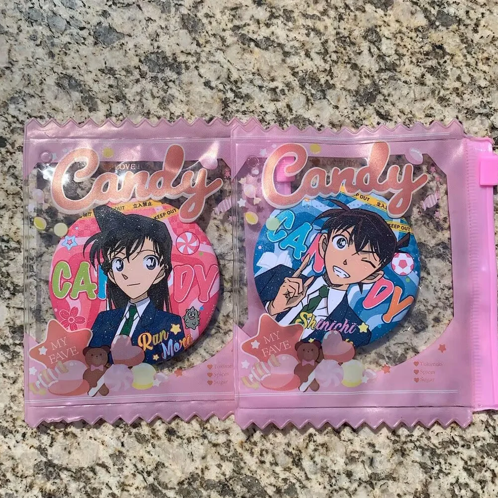 Anime detetive conan cosplay emblema bonito mouri ran kudo shinichi broche acessórios dos desenhos animados broche pino mochila adereços