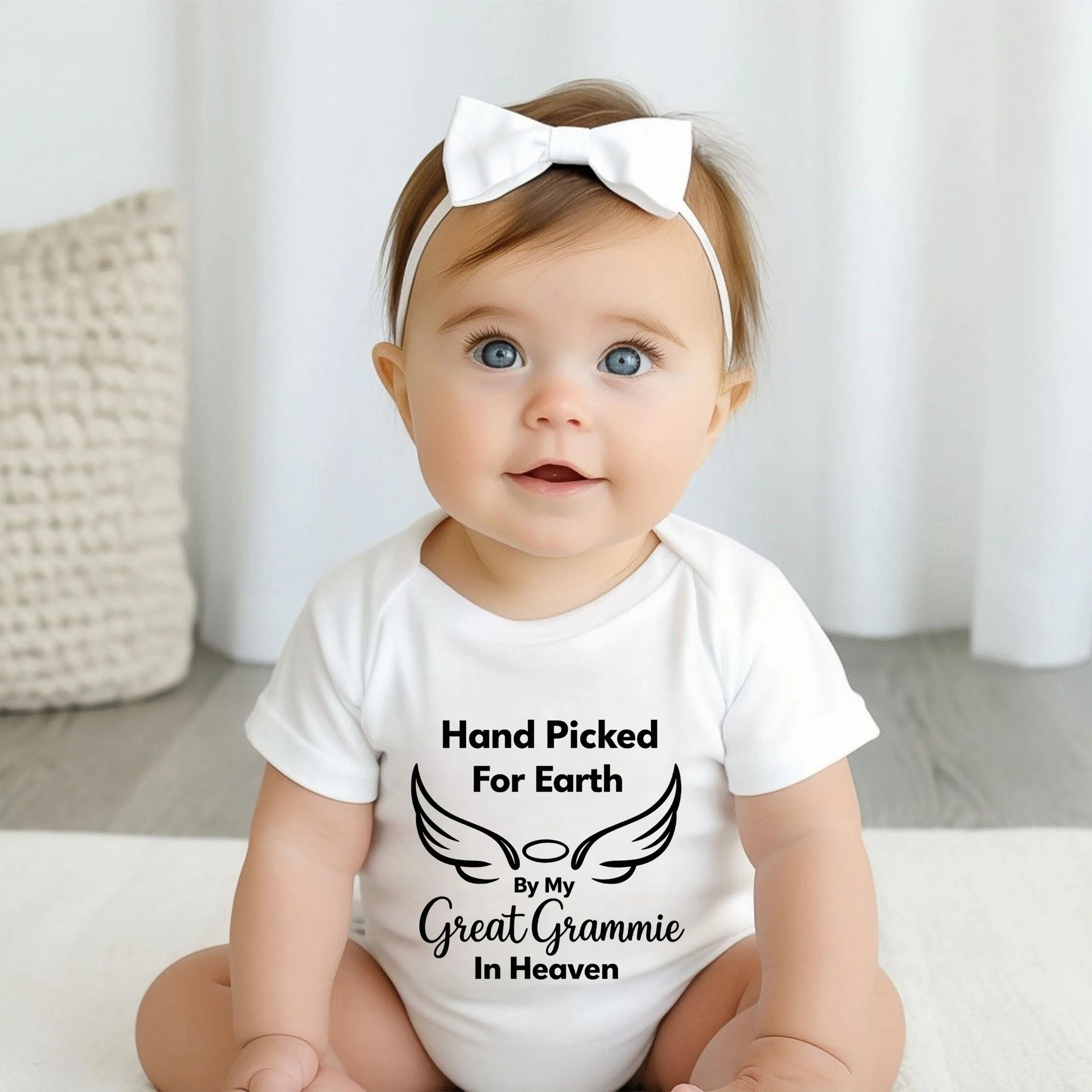 Hand Picked For Earth By My Great Grammie In Heaven Baby Bodysuit Cotton Toddler Jumpsuit Newborn Romper Funny Infant Clothes