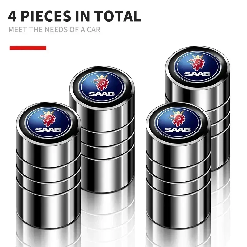 4 قطعة شارات معدنية ل ساب 93 ناقلات ايرو بانتيلا راديو أندرويد 95 Gripen سيارة عجلة الاطارات صمام قبعات يغطي اكسسوارات السيارات #5