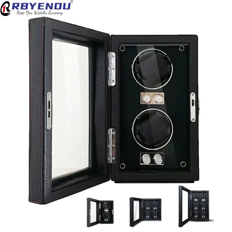 Luxury Multi Mode Regulation Watch Winder 2 4 6 Slots Storage Case Dustproof Display Box Pu Leather Made Hand Customizable Logo