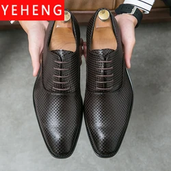 luxury Brand Oxford Dress Men's Business Shoe Fashion Designer Handmade Wedding Formal Genuine Leather Original Best Men Shoes