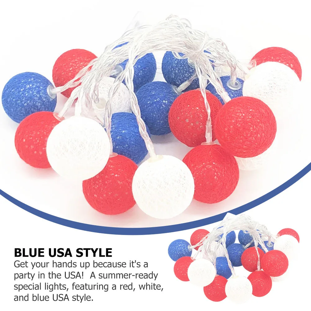 ไฟประดับ LED ทรงกลม สีแดง ขาว น้ำเงิน 1 ชิ้น สำหรับตกแต่งงานฉลองวันประกาศอิสรภาพ งานปาร์ตี้ในสวน งานแต่งงาน