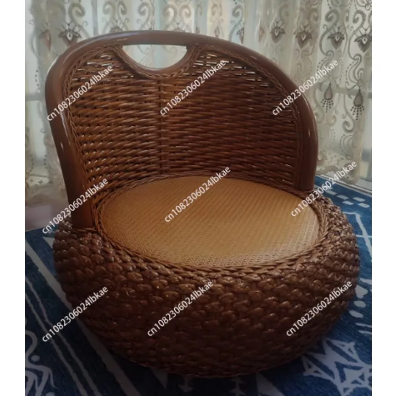 

Rattan Backrest Chair Compact Low Tatami Seat for Balcony Japanese Style Lounge Chair Stylish Coffee Table Woven Sofa for Home