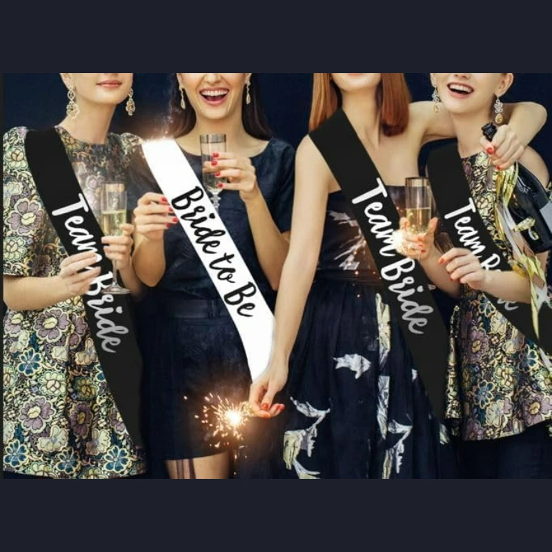 7pc/set Team Bride Satin Sash Set - Sophisticated & Fun Party Favors for Bachelorette Party, Bridal Shower Wedding Party image 2