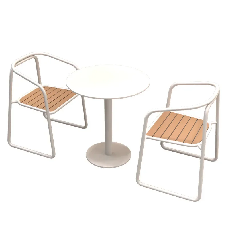 Outdoor leisure small round table modern simple milk tea shop outdoor one table and two chairs open air