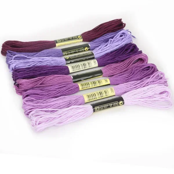 8lot 7.5m Silk Line Cotton Cross Stitch Thread Sewing Kit