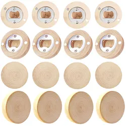 16Pcs Blank DIY Wooden Round Shape Bottle Opener Coaster Fridge Magnet Decoration Beer Bottle Opener Kitchen Bottle Opener