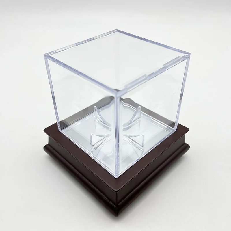Acrylic Clear Baseball Holder Display Box with Bracket Cube Ball Holder Baseball Memorabilia Showcase for Golf Tennis Billiard