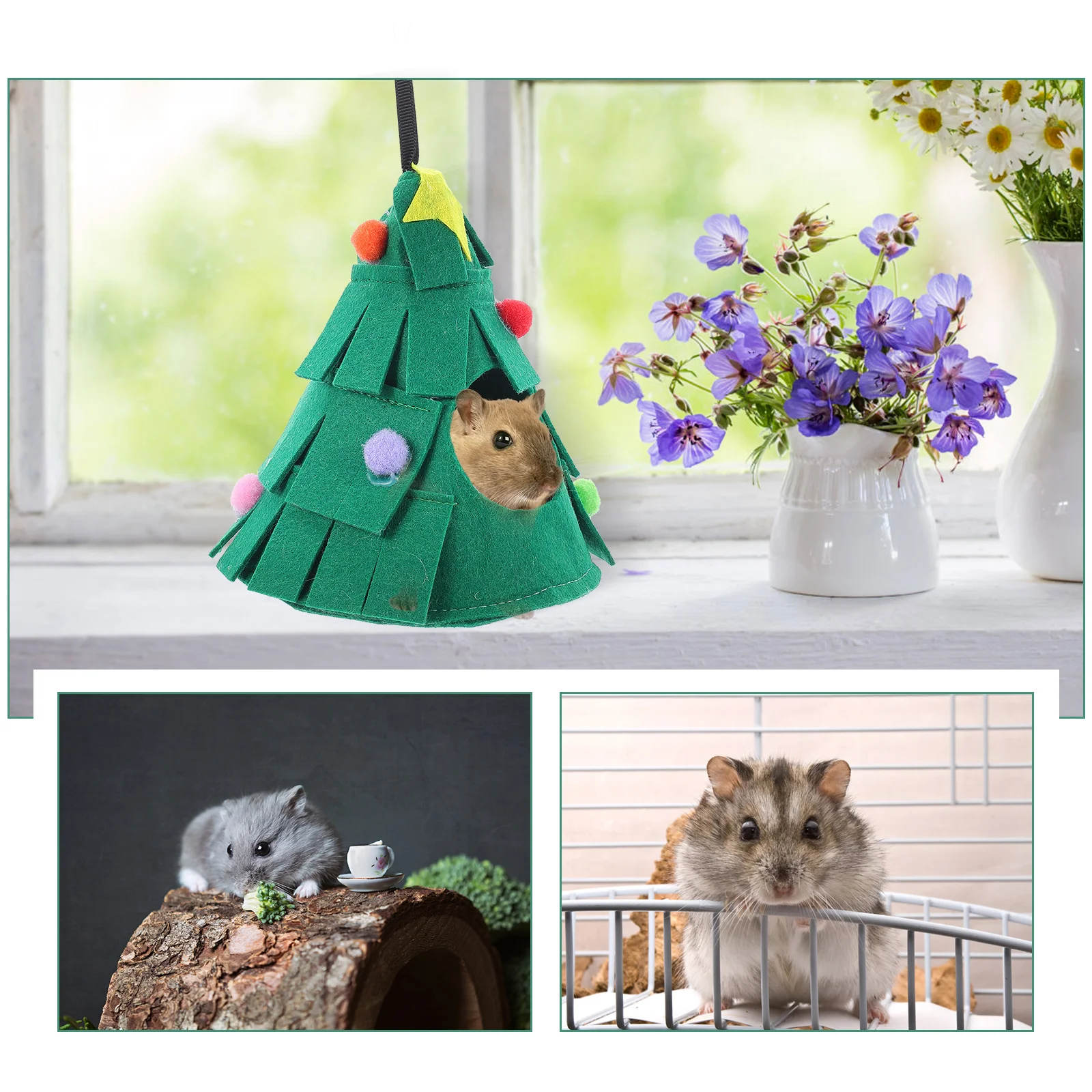 

Xmas Tree Modeling Pet Hammock for Hamster Small Animals Soft Breathable Hanging Nest Bed for Cage Comfortable Rest Space