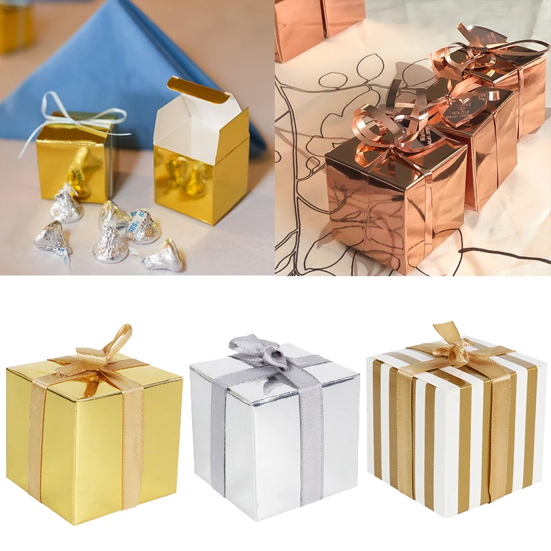 wedding favors for guests Small Gift Box Bulk Candy Boxes Solid Color Rose Gold Packaging Box Baby Shower Birthday Party decor