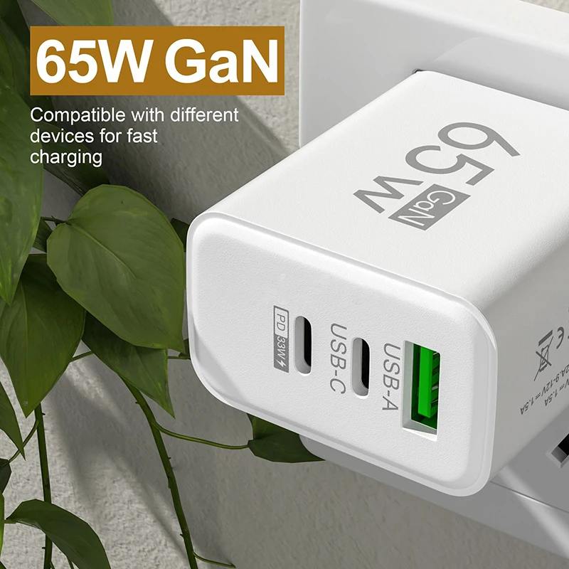 1PCS 65W USB Type-C PD Fast Charging Phone Charger For Iphone For Xiaomi Universal Tablet Pad Travel Power Adapter