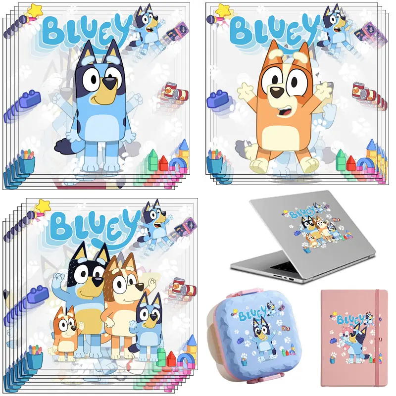 

Crystal DTF Stickers For Bluey Series DIY Waterproof Stickers Bingo Heeler UV Transfer Transparent Gift Student Cartoon Creative