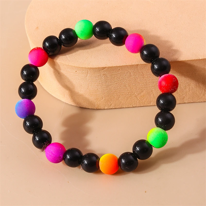 Fashion Colorful Skull Beads Bracelet for Women Adjustable Elastic Handmade Beaded Bracelet Girls Party Holiday Jewelry Gifts