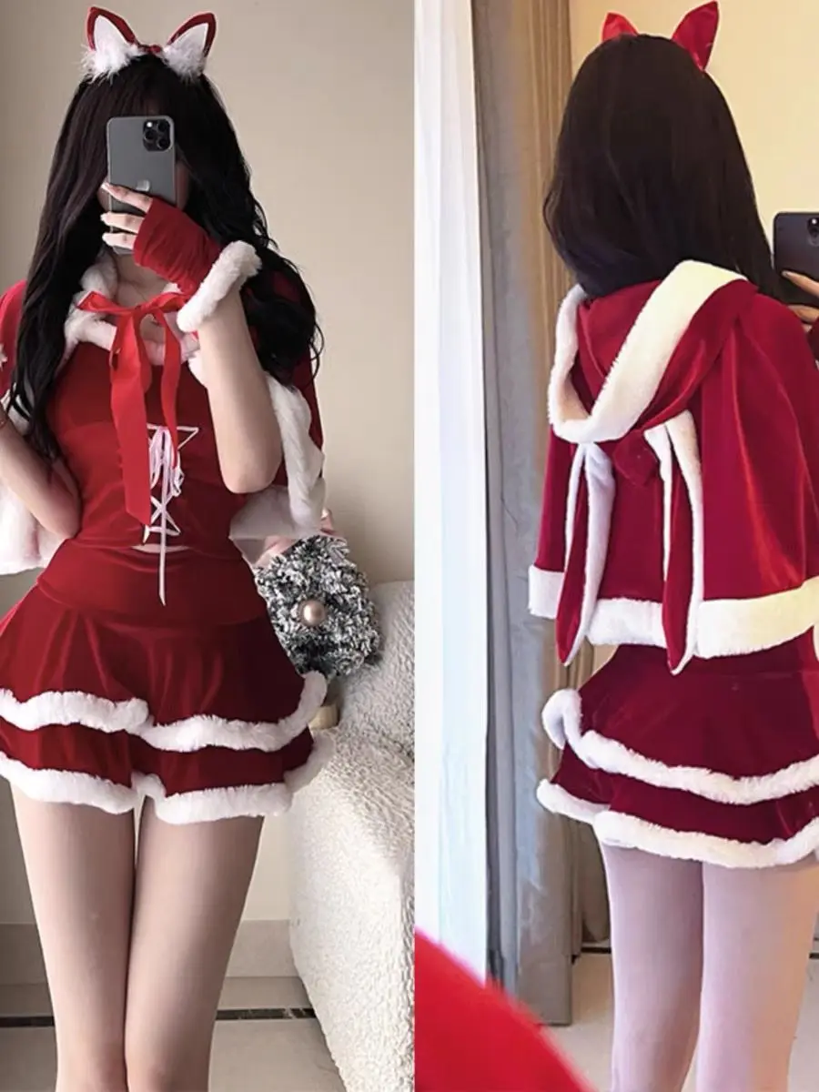 Japan New Christmas Costume Live Streaming Host Uniform Seduction Sexuality Maid Costume Cosplay New Year Christmas Costume