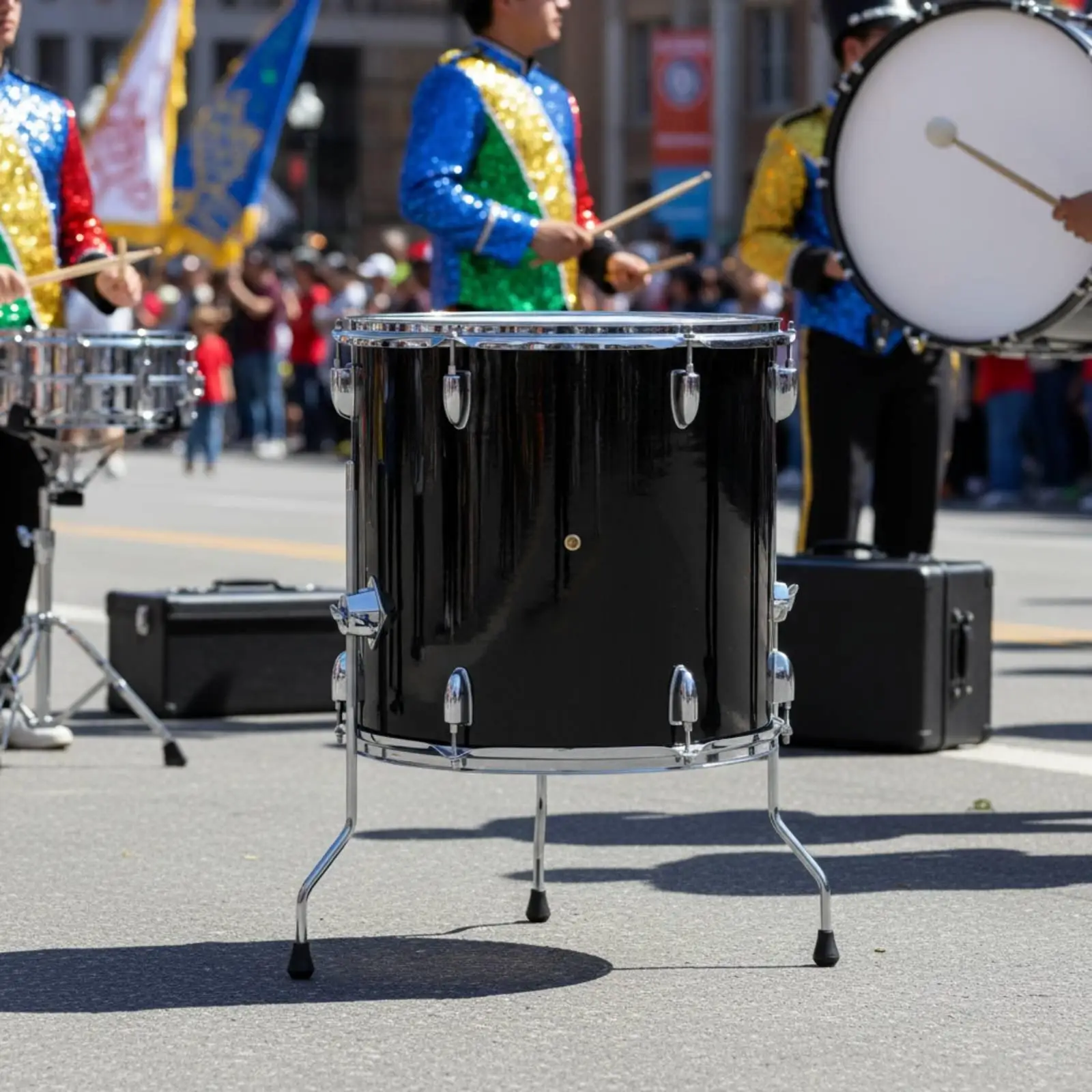 Resonant Cheering Drum Percussion Instrument with Shoulder Strap and Mallets for Intense Match Chant Support Crowd Atmosphere
