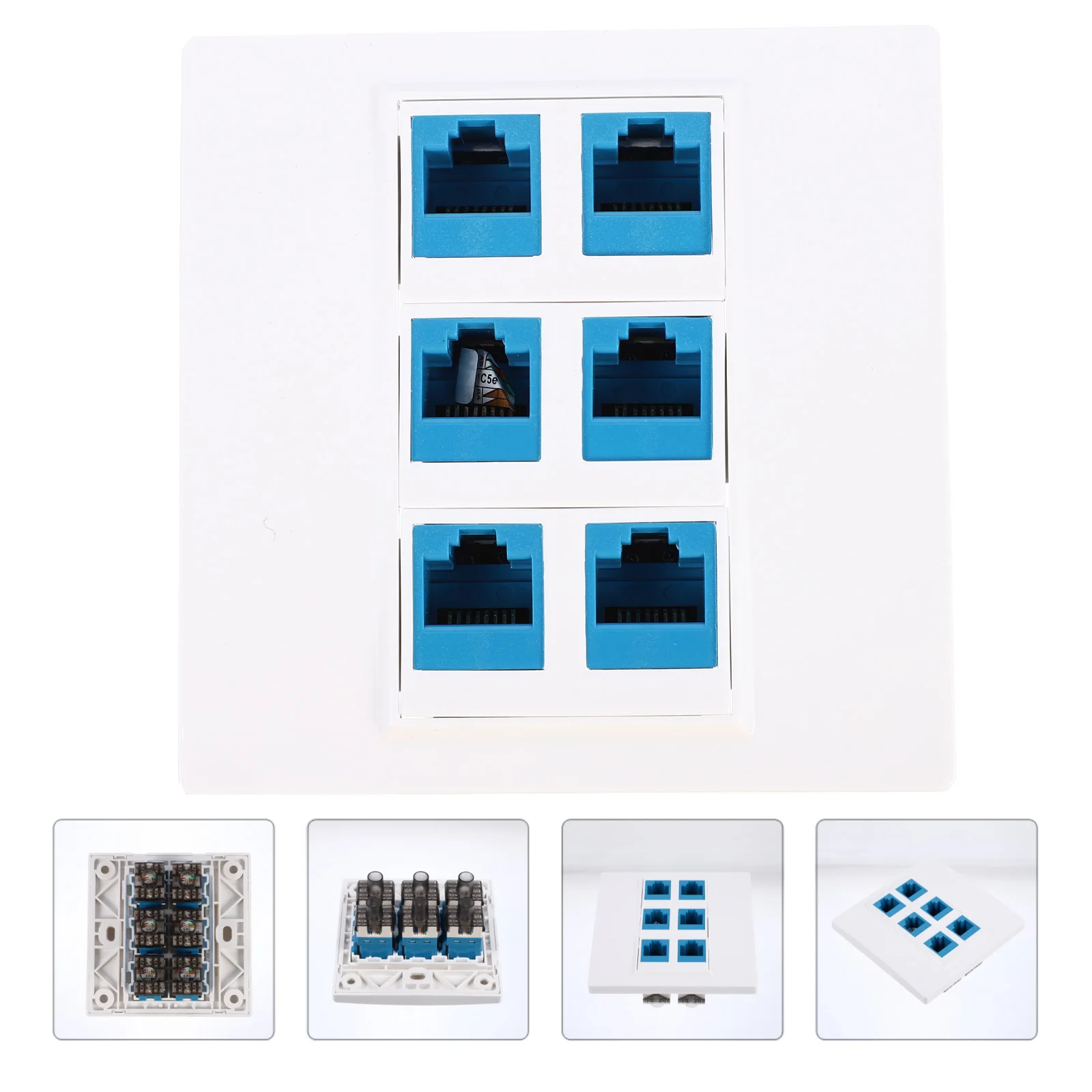 

6-портовая розетка Сетевой кабель Провод Женский-Женский Съемная настенная панель 6-портовая линейная белая лицевая панель Ethernet