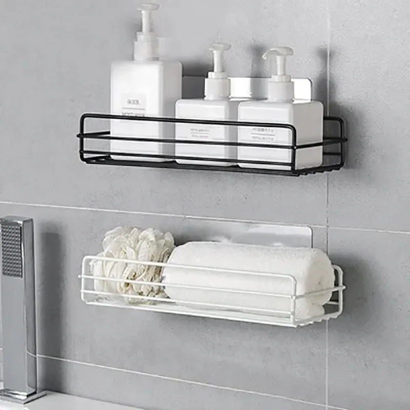 Toiletopbergrek Badkamerplank Geen boor Hoekplank Douche Wandmontage Plankbeugel Badkameraccessoire Organisator Shampoo