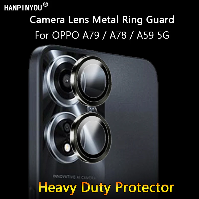 For OPPO A79 A78 A59 A58 5G Ultra Thin Clear Luxury Camera Lens Protector Metal Ring Guard Tempered Glass Film Cover Cap