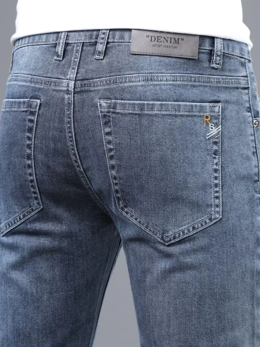 

Slim Fit Casual Thiened Straight Leg Men's Jeans Elastic Straight Cut Spring Summer Autumn Winter Busin Casual Trousers