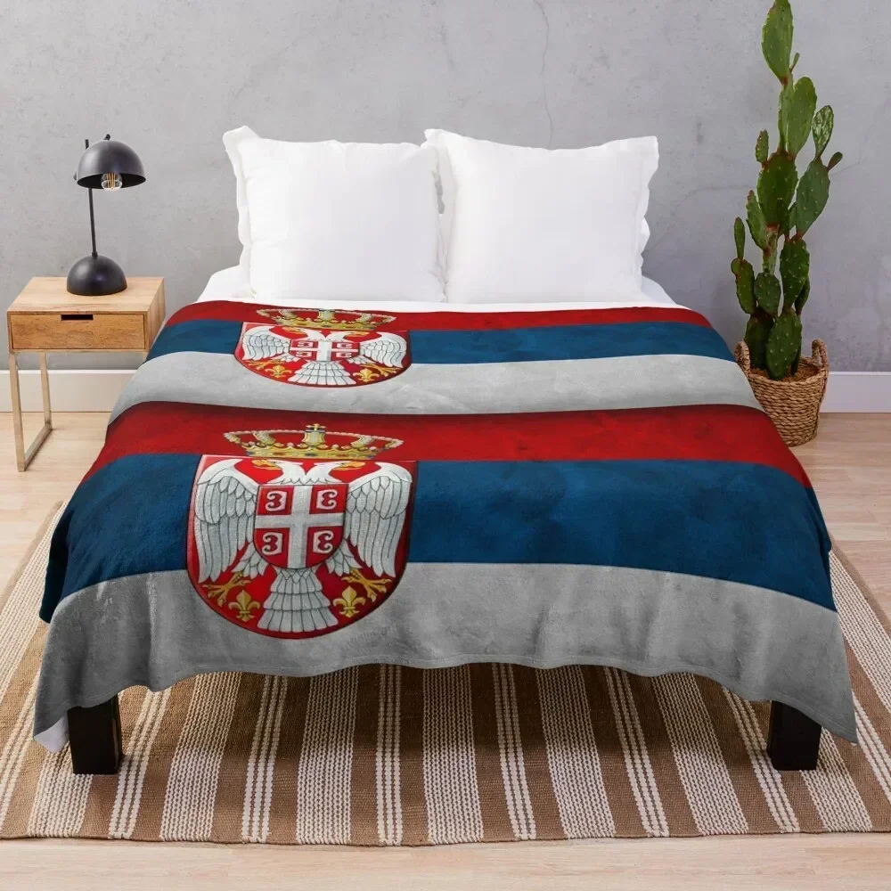 

Serbia flag Throw Blanket Thin funny gift Blankets Giant Sofa Tourist Blankets