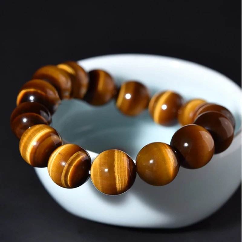 5A Natural Yellow Tiger Eye Stone Beads Bracelet Man Women Green Blue Red Tiger Eye Accessories Jewelry Yoga Meditation Bangle