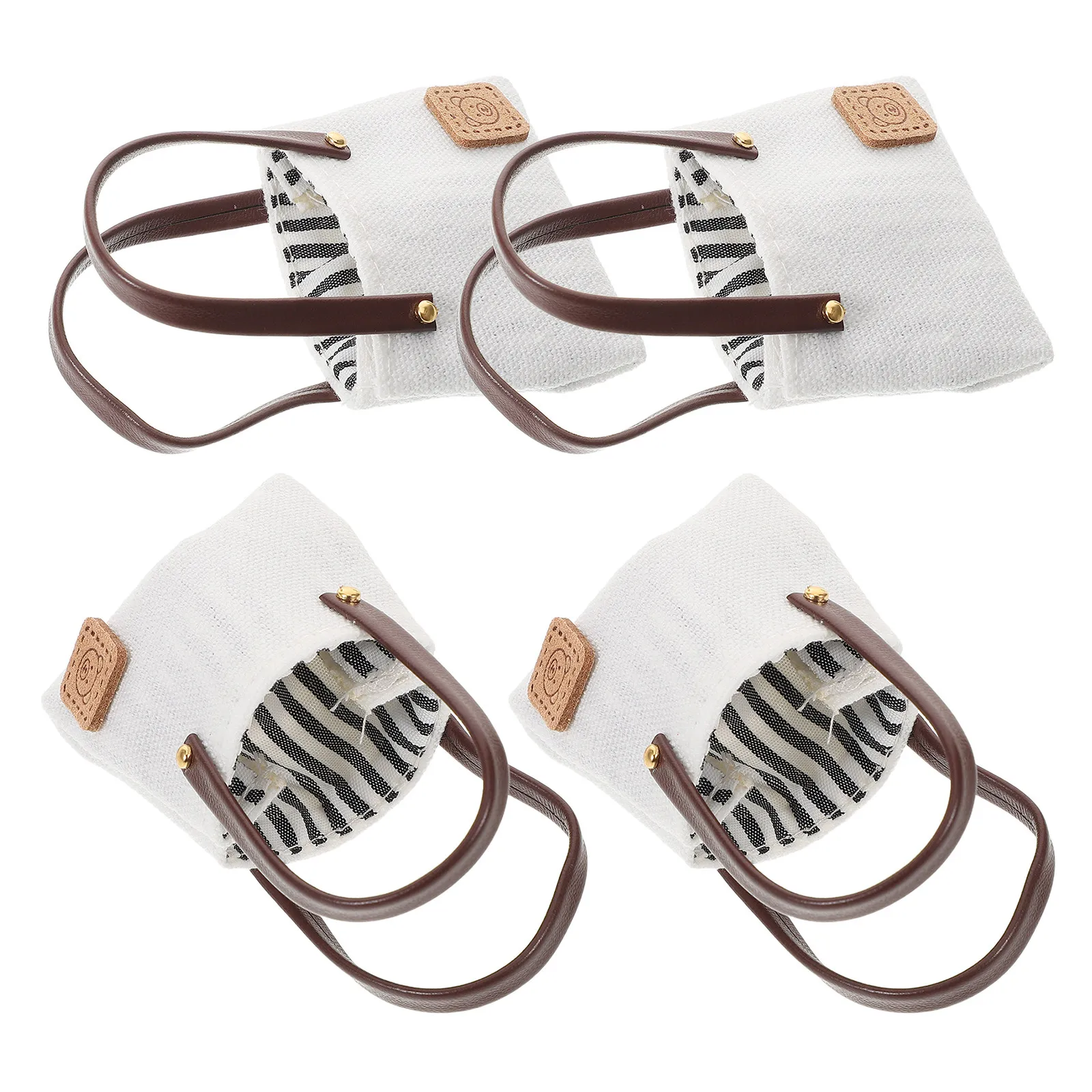 

4Pcs Miniature Canvas Bags 1:12 Scale Realistic Single Shoulder Design for Dollhouse Decoration DIY Craft Display Photography